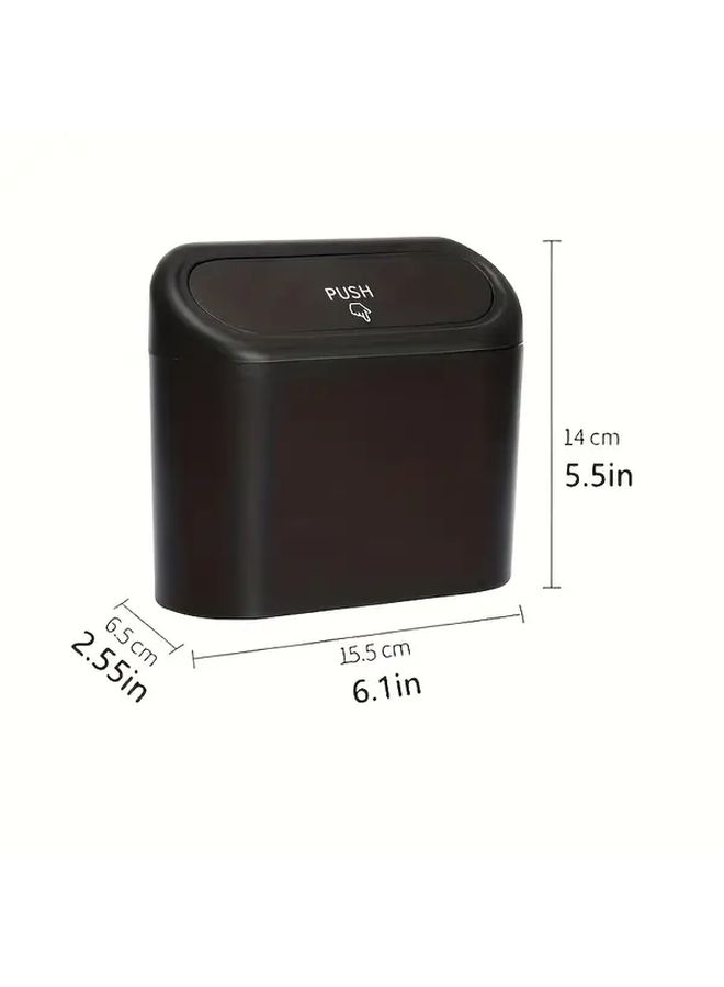 1 Pc Dual Compartment Car Trash Can Ergonomic Design Durable Plastic Modern Minimalist Easy Open Lid Essential Organizer For Vehicle Interior Black - Image 4