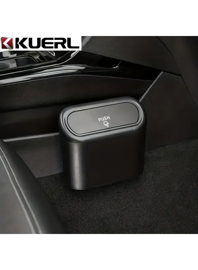 1 Pc Dual Compartment Car Trash Can Ergonomic Design Durable Plastic Modern Minimalist Easy Open Lid Essential Organizer For Vehicle Interior Black - Image 5