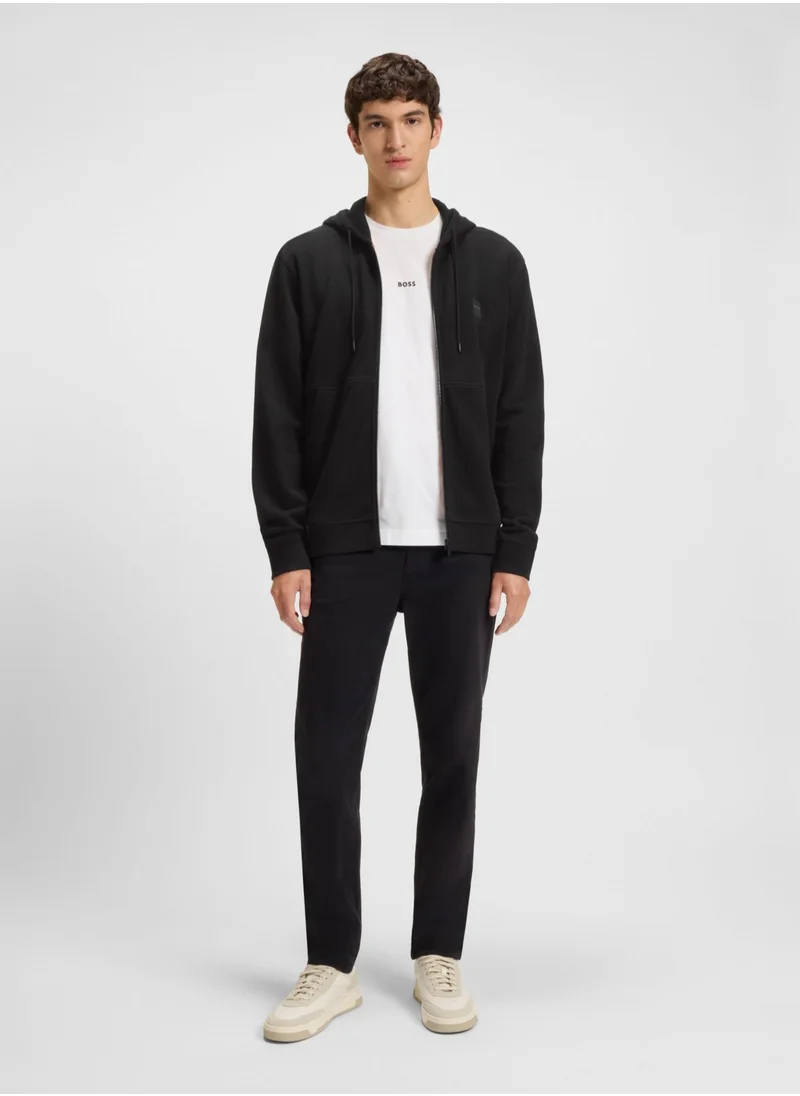 بوس Cotton-terry zip-up hoodie with tonal logo patch