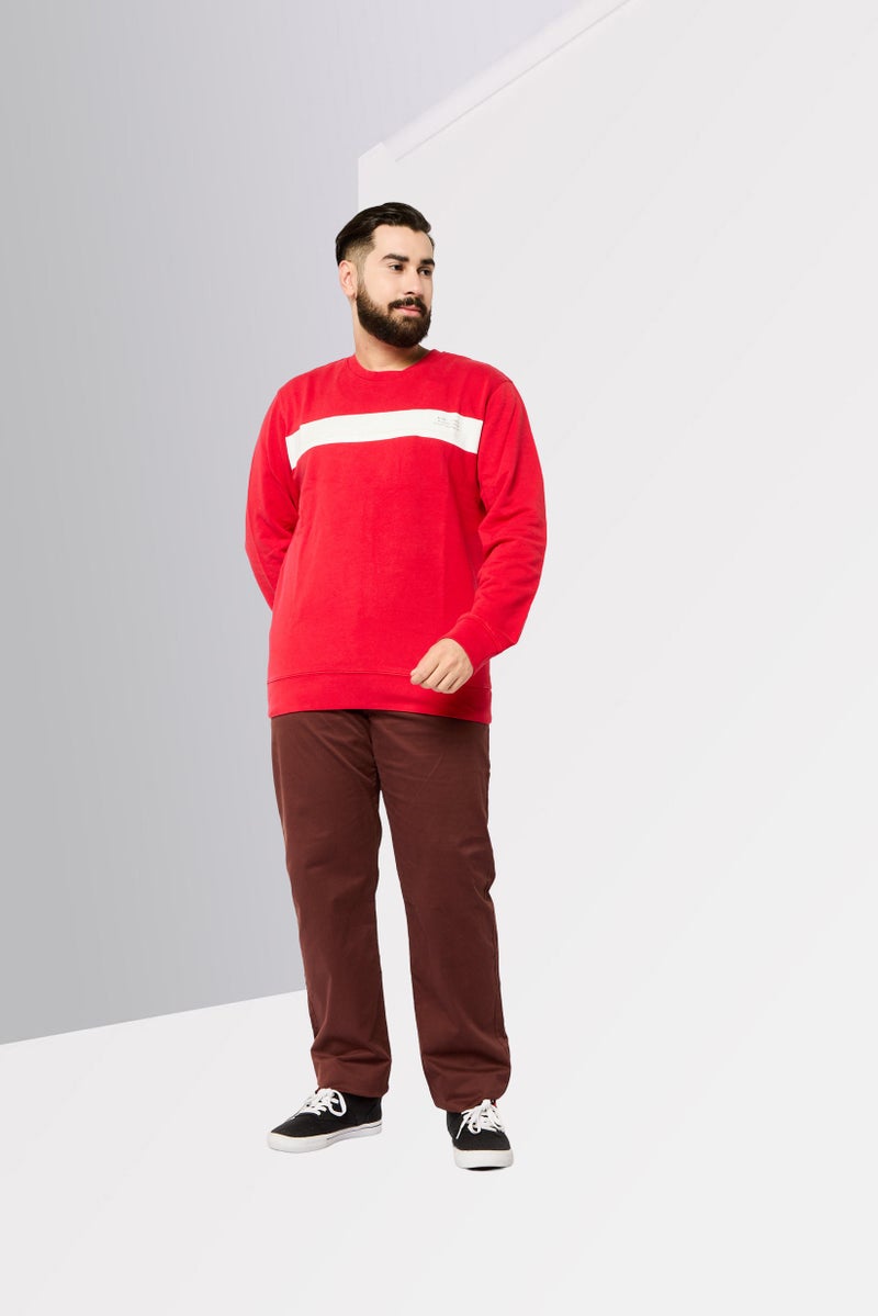 Replay Men Round Neck Brand Logo Long Sleeves Sweatshirt, Red - Image 2