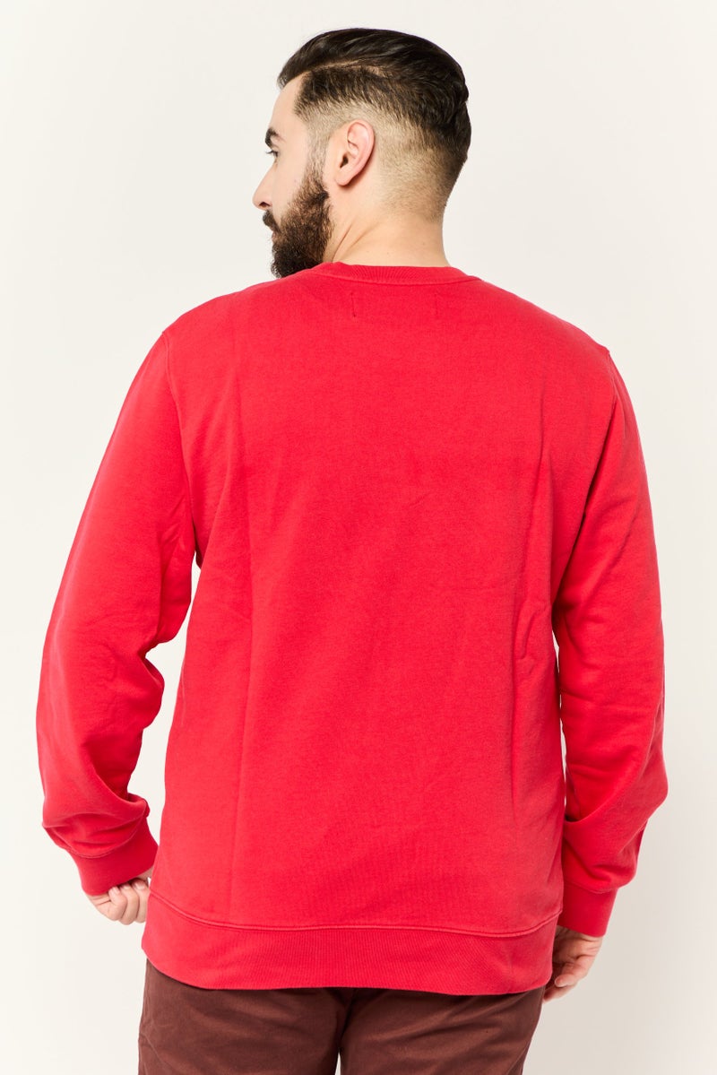 Replay Men Round Neck Brand Logo Long Sleeves Sweatshirt, Red - Image 4