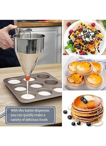 GAMAHA GAMAHA Stainless Steel Pancake Batter Dispenser with Stand Detachable Handle Pancake Dispenser for TakoyakiBakingCupcakesMuffinsCooking CrepesWaffles  - Image 5