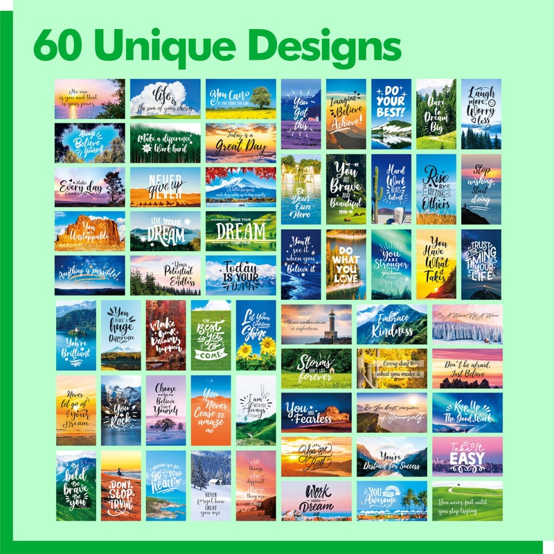 Gethelud 120 PCS Motivational Cards, 60 Designs Inspirational Cards with Beautiful Scenery, Encouragement Quote Affirmation Words for Students, Adults, Office/School Supplies (2â€ x 3.5â€) - Image 3