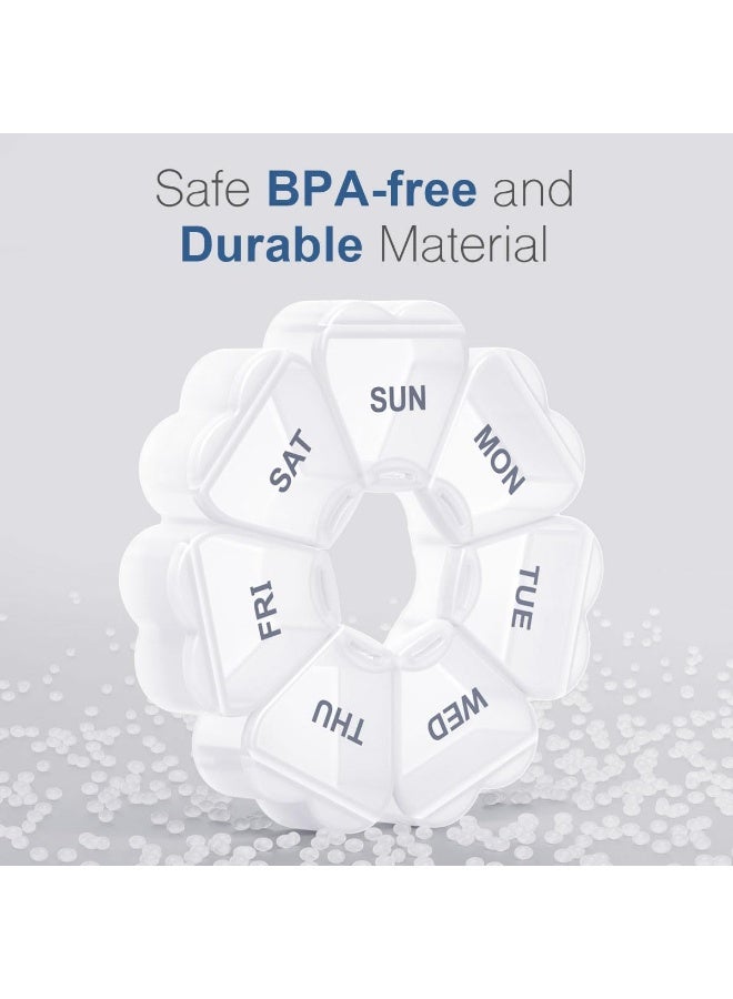 Large Weekly Pill Organizer, Pill Box 7 Day, Large Capacity Compartments Pill Containers Flower Portable Box Case for Pills Vitamin Fish Oil Medicine Supplements Organizer (White) - Image 5