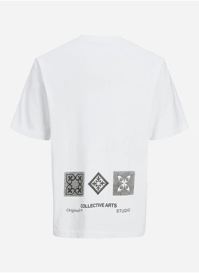 JACK & JONES Relaxed Fit Mono Graphic Crew Neck T-Shirt