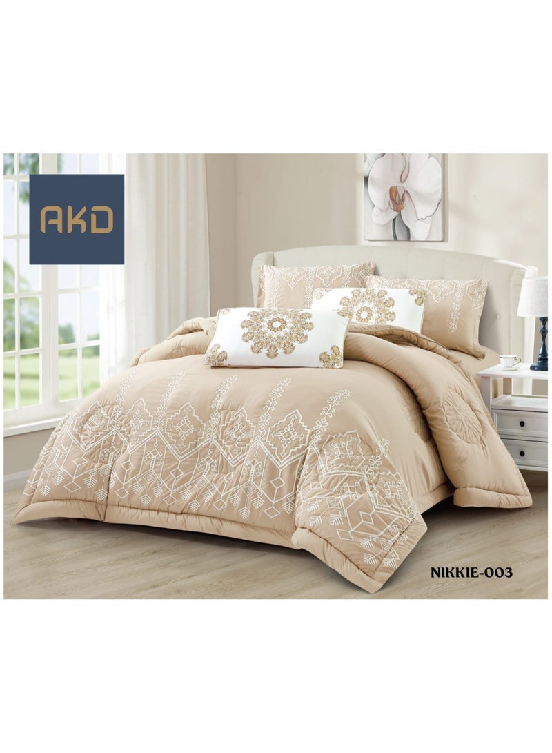 Nephrine embroidered microfiber quilt bedding set/8 pieces/king size 220*240 cm