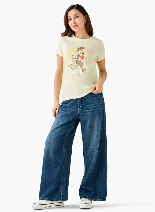 SP Characters Cotton T-shirt with Odie Print