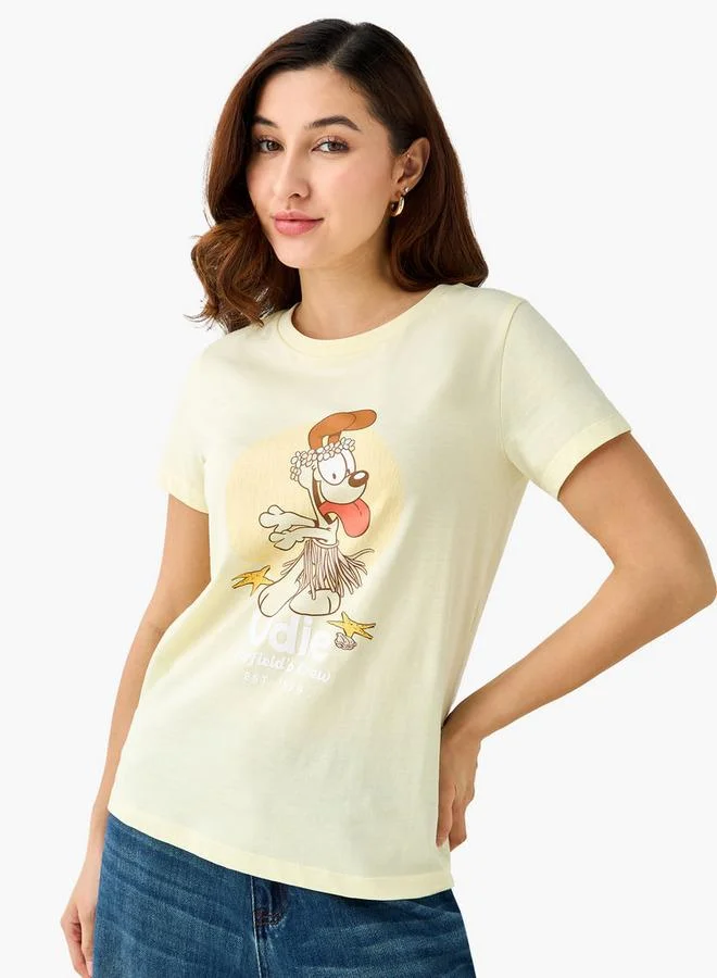 اس بي كاركترز Cotton T-shirt with Odie Print