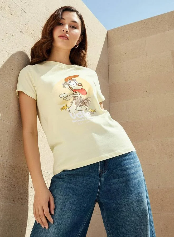 اس بي كاركترز Cotton T shirt with Odie Print