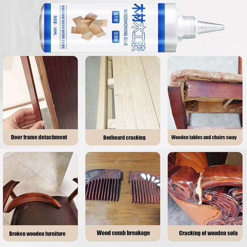 Professional Wood Glue 180ml Transparent Carpenter Adhesive for Furniture Repair DIY Crafts - Image 3
