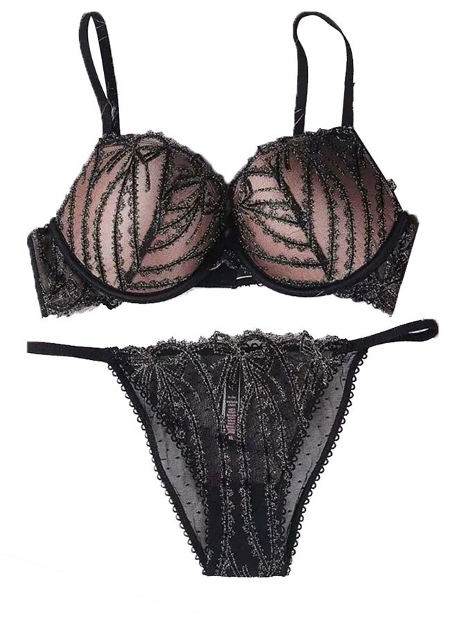 MARGOUN Women 34C / 75C Size Push Up Bra Set Soft Breathable Transparent Lace Panties Lingerie Suit Adjustable Women Underwear - Image 2