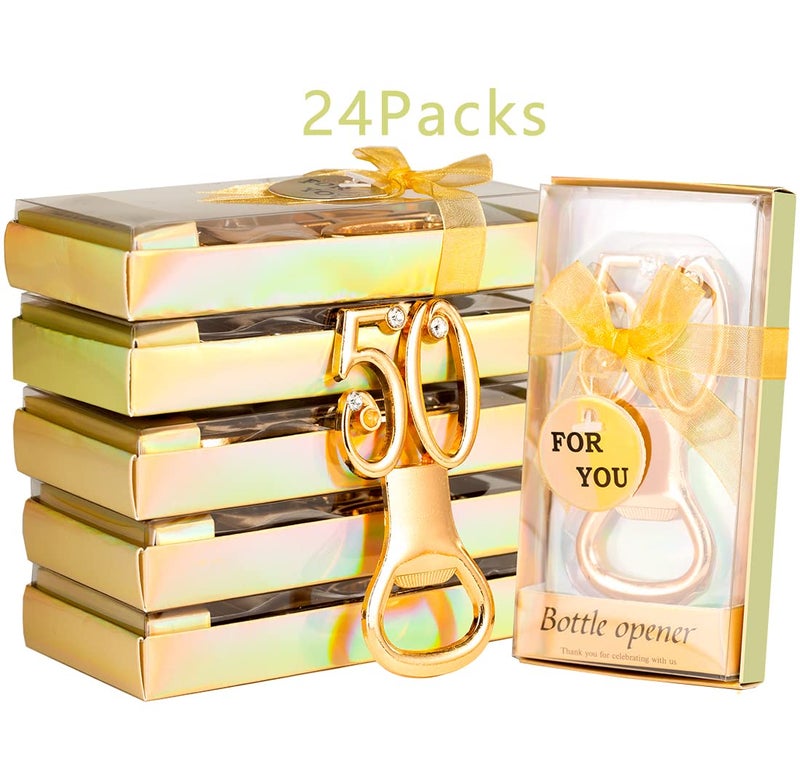 Wxzumg 24PCS 50th Birthday Bottle Opener for 50th Birthday Party Favors 50th Wedding Anniversaries Souvenirs Favors, Gifts, Decorations,Souvenirs for Guests (24, 50)  - Image 5