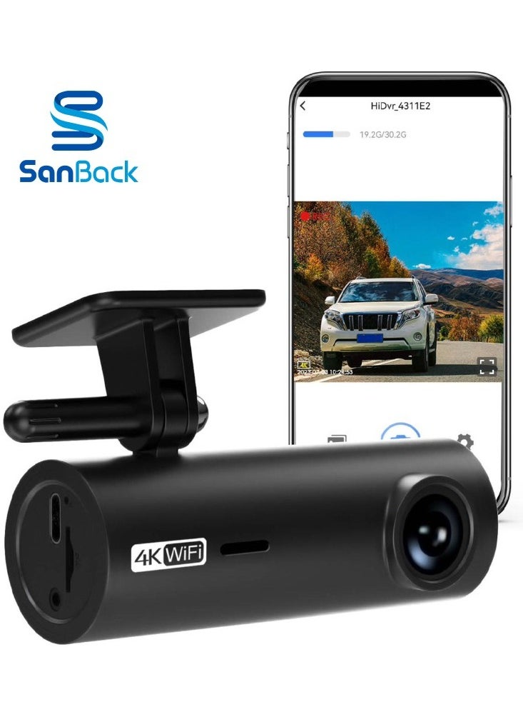 Sanback - Sanback Dash Cam 4K High Resolution Front Wi-Fi Camera Model K300 - Image 1