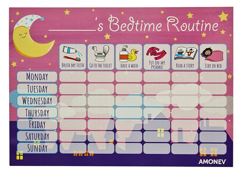 Amonev Bedtime Routine Chart Reward Chart for Sleep Training Twin Pack Chart for Boys Girls Toddlers and Young Children with 225 Star Stickers Included - Image 5