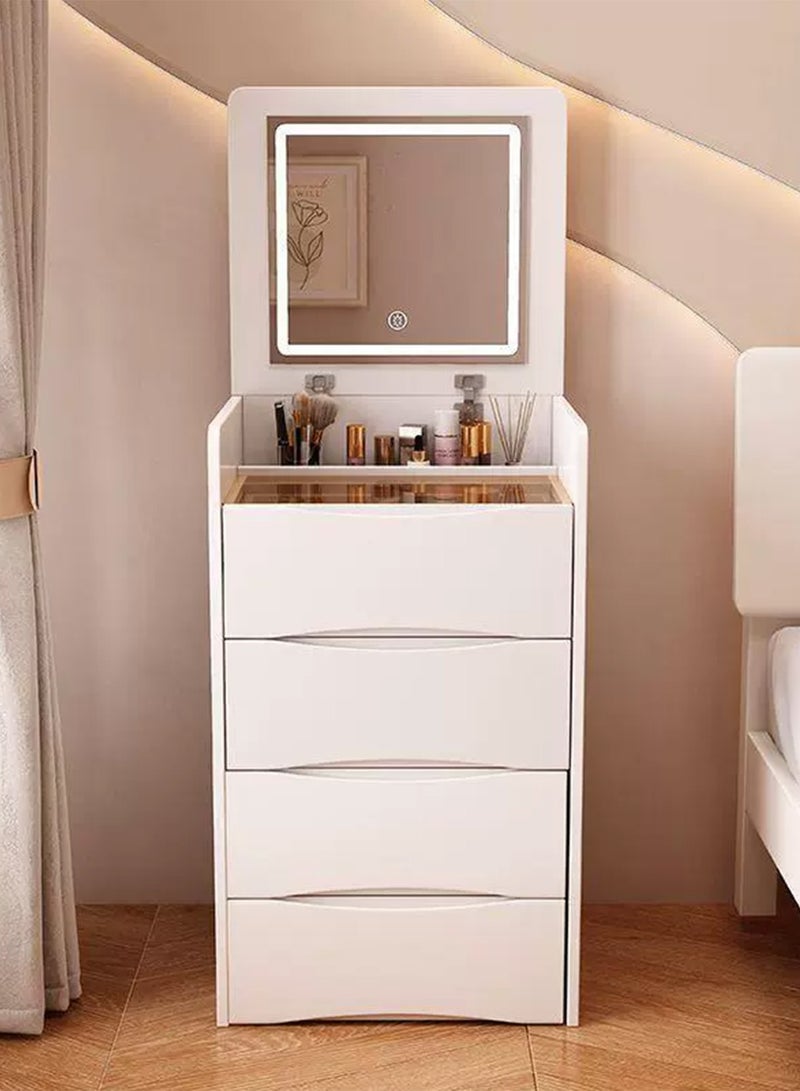 YY-ريشير طقم طاولة وكرسي مكياج 2 في 1 مع مرآة LED، طاولة زينة 40 سم مع أدراج تخزين لأثاث غرفة النوم المنزلية - Image 3