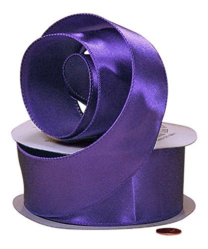 Paper Mart 1 1/2" X 25 Yards Cast-Over Wired Satin Ribbon - Dark Purple - Roll 1 - Image 2