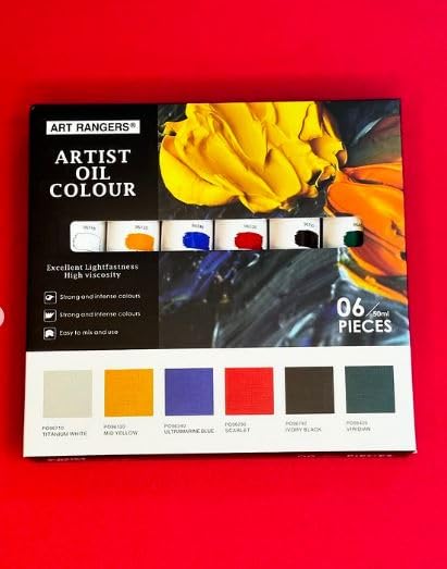 Art Ranger 50ml Oil Color Set of 6 Professionalgrade oil paints with pure pigments excellent lightfastness and smooth handling Perfect for artists of all levels - Image 1