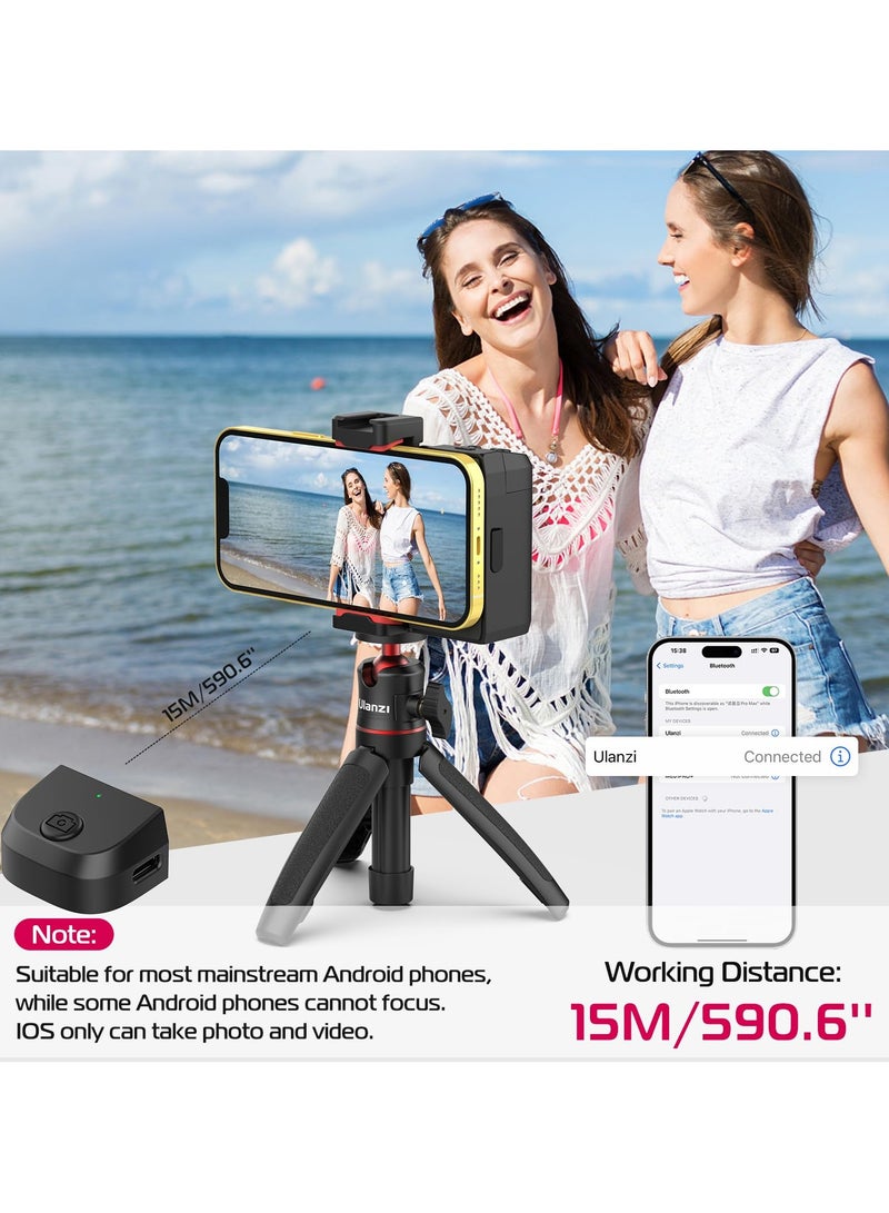 ULANZI CG02 Ungraded Smartphone Camera Shutter Handle Grip w Detachable Wireless Bluetooth Remote Control,Three-Gear Adjustable Fill Light for iPhone Samsung Google OnePlus Phones Video/Photo Shooting - Image 2