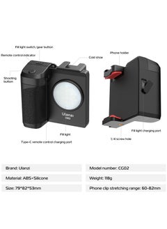Ulanzi ULANZI CG02 Ungraded Smartphone Camera Shutter Handle Grip w Detachable Wireless Bluetooth Remote Control,Three-Gear Adjustable Fill Light for iPhone Samsung Google OnePlus Phones Video/Photo Shooting  - Image 5