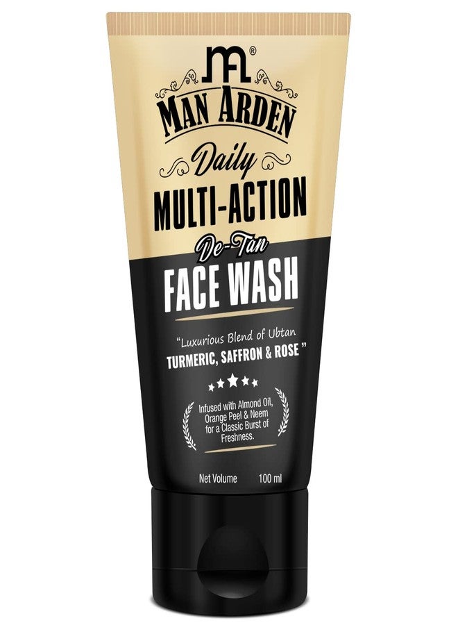 Man Arden Daily Multi-Action De-Tan Face Wash Ubtan Turmeric + Saffron + Rose, 100 ml - Image 1
