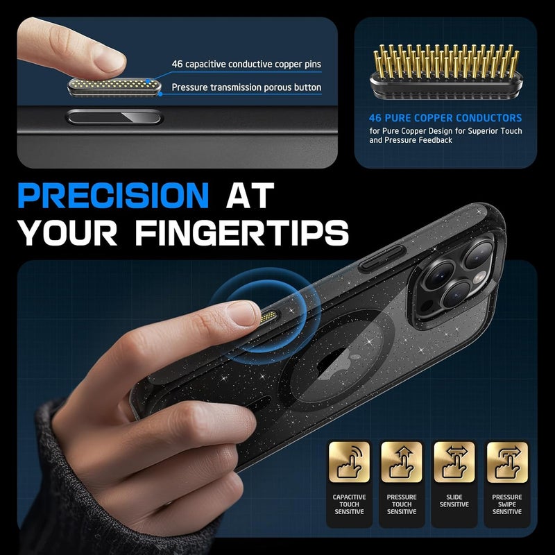 SupCase For Iphone 16 Pro Max Case With Camera Control Capture Button Unicorn Beetle Mag , Compatible With Magsafe Military-Grade Protection Slim Clear Magnetic Phone Case Glitterblack - Image 3