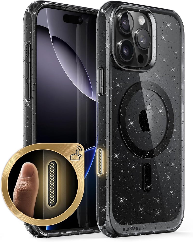 SupCase For Iphone 16 Pro Max Case With Camera Control Capture Button Unicorn Beetle Mag , Compatible With Magsafe Military-Grade Protection Slim Clear Magnetic Phone Case Glitterblack - Image 1