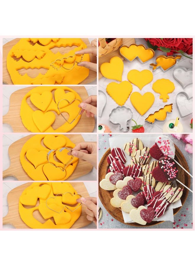LifeisLuck Valentine's Day Cookie Cutters 8 Pcs Romantic Heart Shapes Stainless Steel Biscuit Molds with Wing Heart, LOVE, Flower Small Cookie Cutters for Baking Anniversary DIY Sandwich Cookie Cutters - Image 4