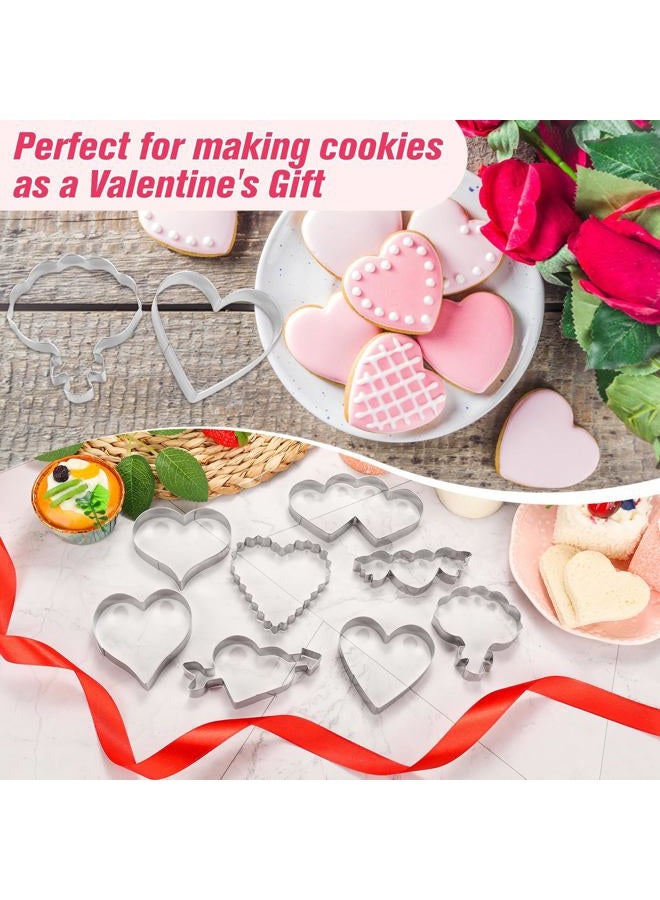 LifeisLuck Valentine's Day Cookie Cutters 8 Pcs Romantic Heart Shapes Stainless Steel Biscuit Molds with Wing Heart, LOVE, Flower Small Cookie Cutters for Baking Anniversary DIY Sandwich Cookie Cutters - Image 5
