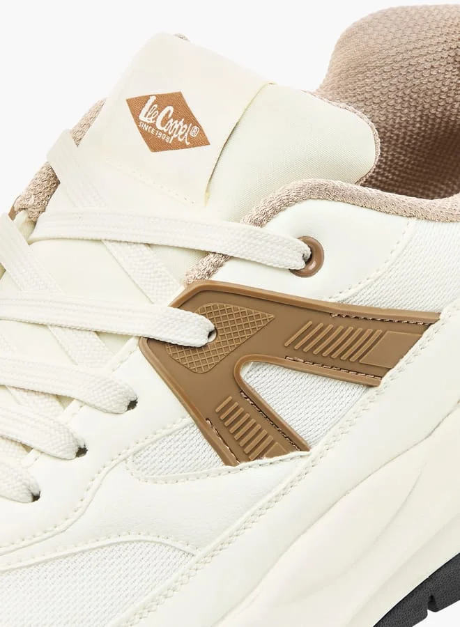 لي كوبر Mens Panelled Lace-Up Low Ankle Sneakers