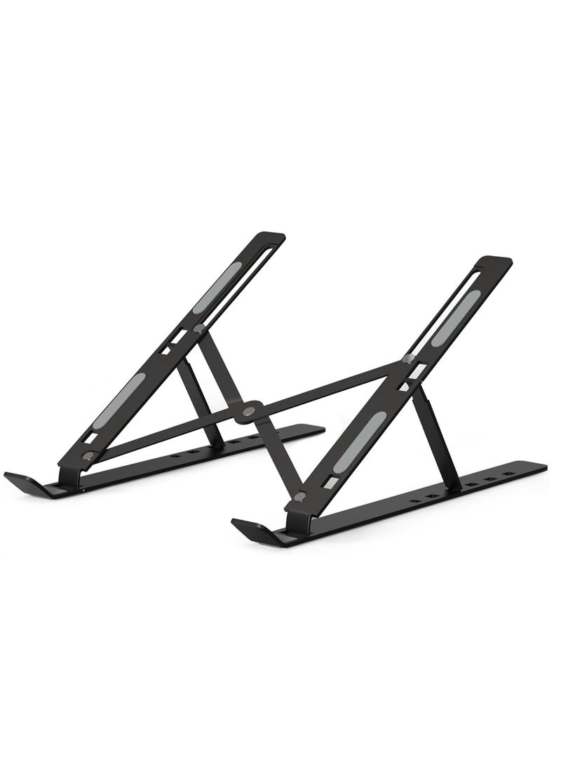 Generic Fokar Adjustable Portable Laptop Stand for iPad MacBook Desktop Note Pro Dell Asus Lenovo and Others Folding with Cooling Holes Black Small Silicone  - Image 1