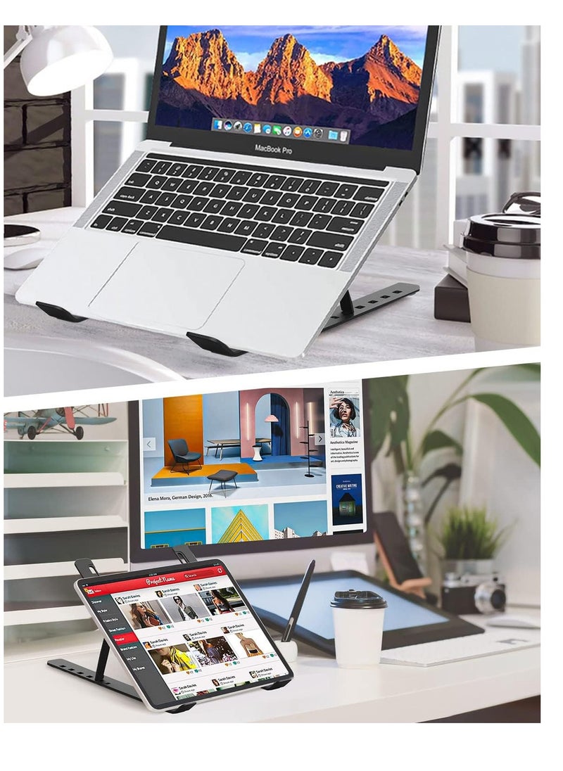 Generic Fokar Adjustable Portable Laptop Stand for iPad MacBook Desktop Note Pro Dell Asus Lenovo and Others Folding with Cooling Holes Black Small Silicone  - Image 2