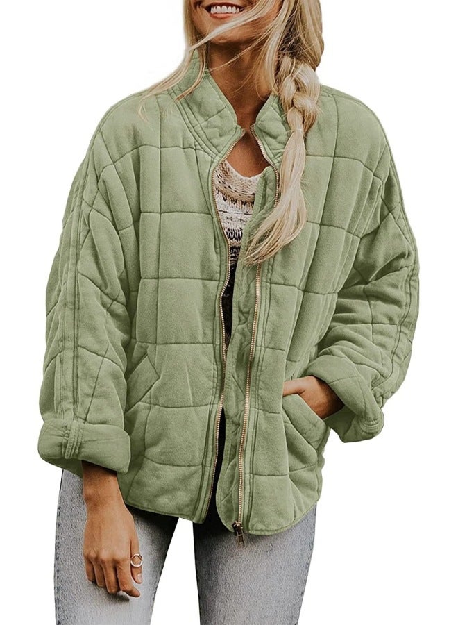 Solid Color Stand-up Collar Cotton Jacket European And American Women's Loose Long-sleeve Pocket Jacket