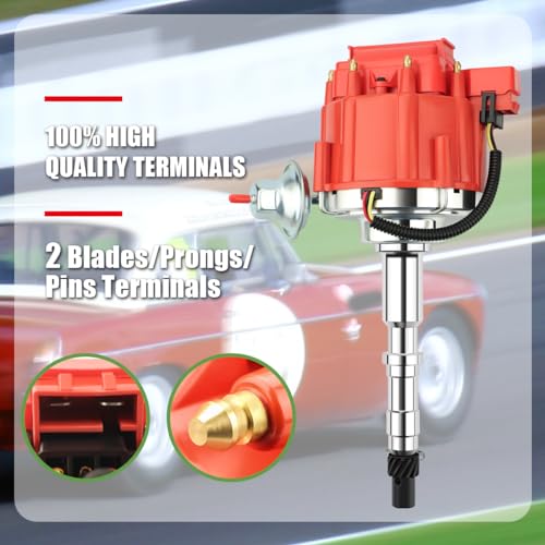 MAS Performance HEI Distributor & Wiring Set Including 65K Coil Compatible with Jeep AMC SBC/BBC V8 290 304 343 360 390 401 (Red HEI Kit) 5.0L 5.6L 6.4L - Image 2