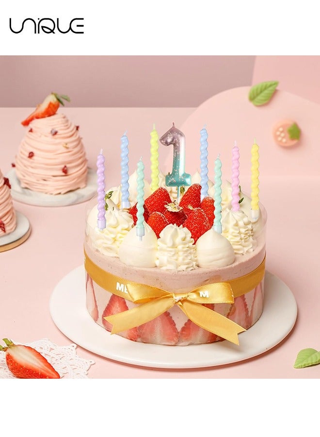 Unique 12 Pcs Candy Coloured Spiral Candles Set,Colorful Happy Birthday Candles, Macarone Happy Birthday Candles, for Wedding Birthday & Lucky Party Cake Decorations、Party Supplies - Image 4