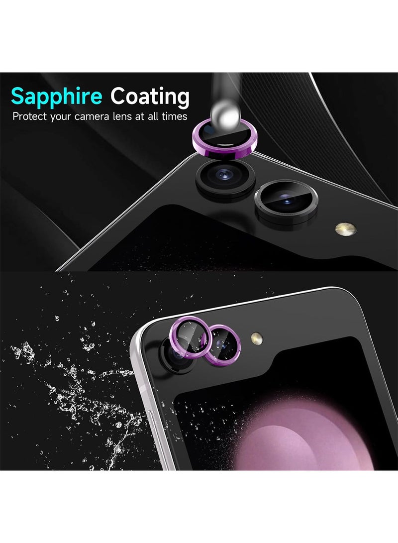 Wtech Samsung Galaxy Z Flip6 5G 2024 Premium Camera Lens Tempered Glass Protector Sheild (MLHICR) - Black/Purple - Image 4