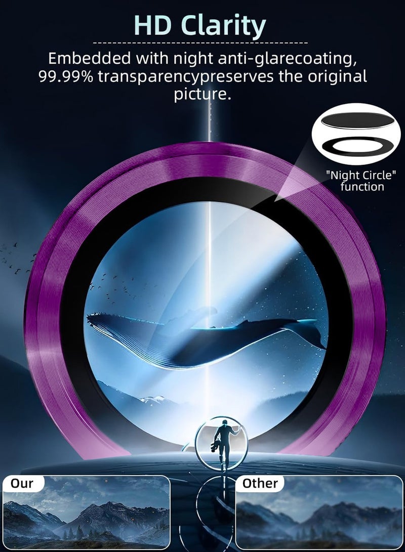 Wtech Samsung Galaxy Z Flip6 5G 2024 Premium Camera Lens Tempered Glass Protector Sheild (MLHICR) - Black/Purple - Image 5