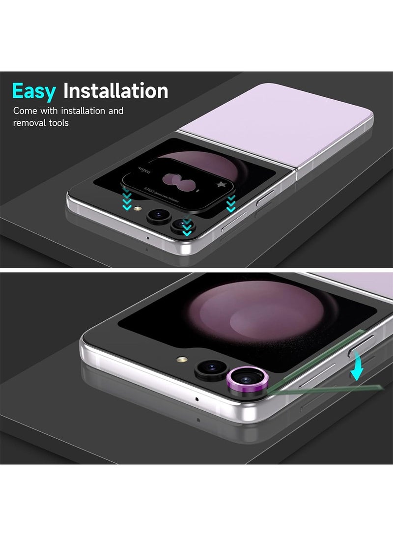 Wtech Samsung Galaxy Z Flip6 5G 2024 Premium Camera Lens Tempered Glass Protector Sheild (MLHICR) - Black/Purple - Image 2