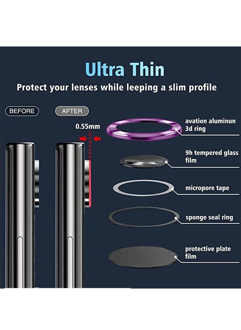 Wtech Samsung Galaxy Z Flip6 5G 2024 Premium Camera Lens Tempered Glass Protector Sheild (MLHICR) - Black/Purple - Image 3