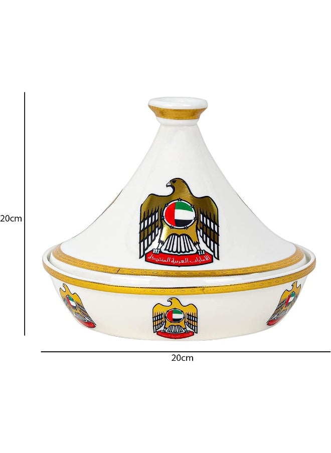 AKDC AKDC Special Design Ceramic Tajine UAE National Day Celebrations Tagine Pot Non Stick for Home Kitchen Restaurant United Arab Emirates Flag Days Logo Design Cooking Pots Casserole (8" Inch - 20cm)  - Image 5