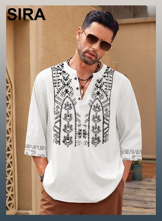 SIRA Men's White Open-Front Shirt - Lightweight Short-Sleeve Casual Shirt | Breathable & Comfortable | Perfect for Home, Travel & Outdoor Activities - Image 2