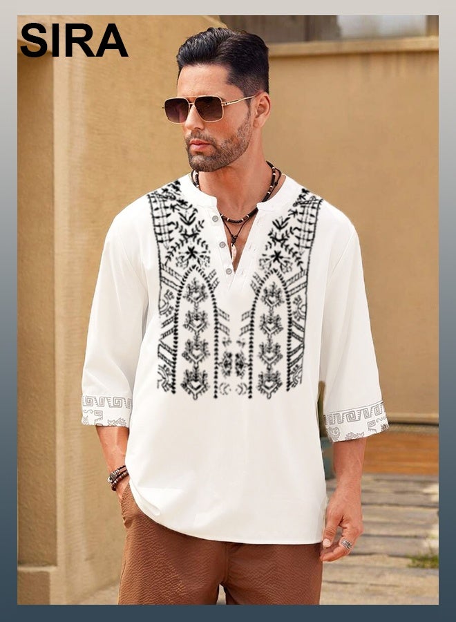 SIRA Men's White Open-Front Shirt - Lightweight Short-Sleeve Casual Shirt | Breathable & Comfortable | Perfect for Home, Travel & Outdoor Activities - Image 4