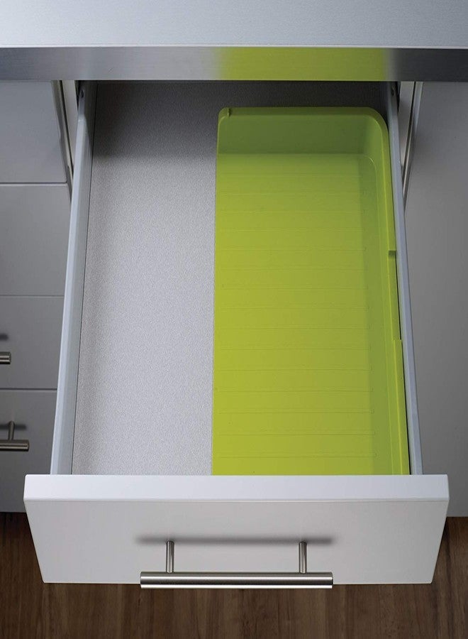 Flipco Cutlery Holder Drawer Store Expandable Cutlery Tray Expandable Cutlery Tray Plastic Drawer Holder to Store Organize Spoons Toiletries for Home Kitchen Bed & Bathroom Green - Image 4