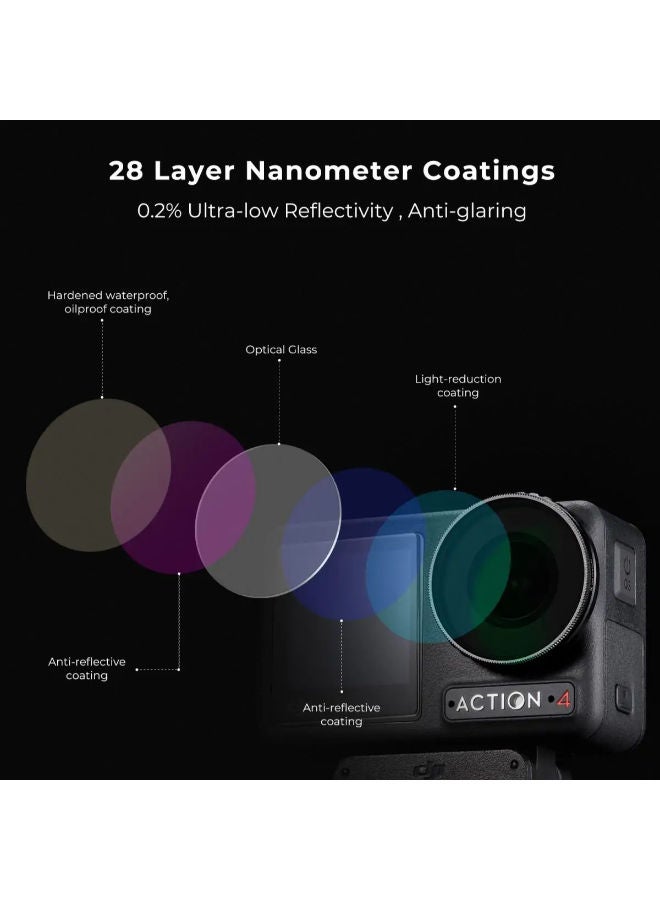 K&F Concept Osmo Action 4/5 Pro ND&PL Filter Kit – 4-Pack (ND8/16/32/64) – Multi-Coated Optical Glass (KF.2077) - Image 5