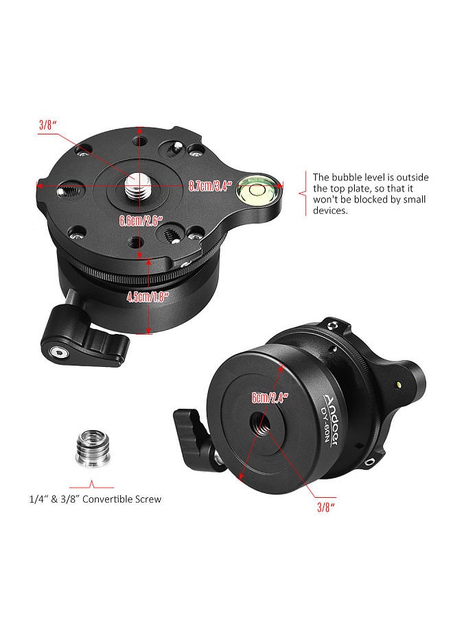 ANDOER - Tripod Leveling Base Leveler Adjusting Plate Aluminum Alloy 3/8 Inch Screw Interface with Bubble Level  Bag for Canon Nikon Sony DSLR Camera - Image 1