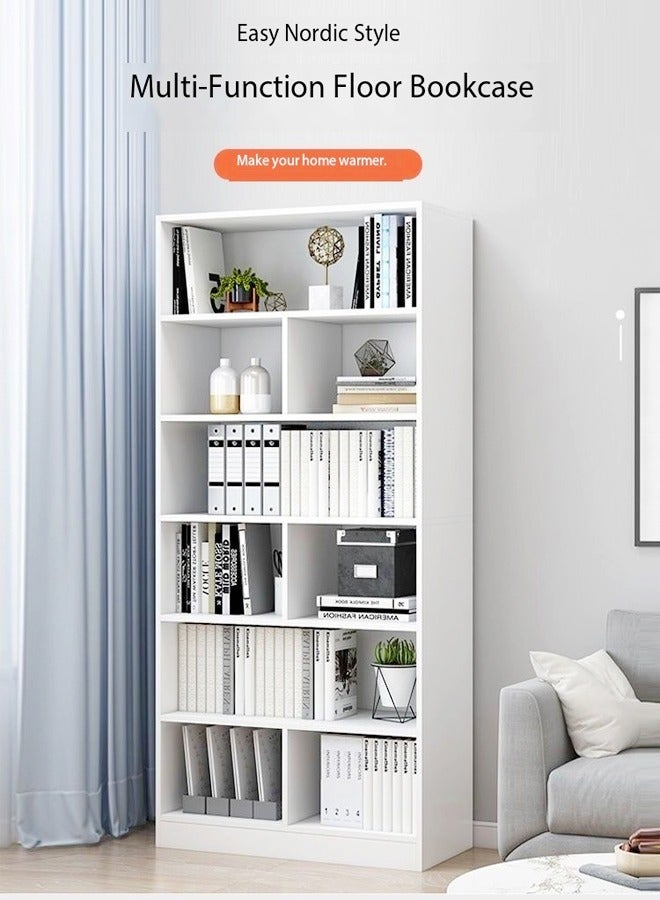 fashionhome 5 Tiers Multifunction Storage Adjustable Creative Style Book Shelves Modern Tall Bookcase Display 15mm Thick Wood Furniture Storage Rack for Bedroom Living Room and Home Office 60x24x180 cm - Image 2