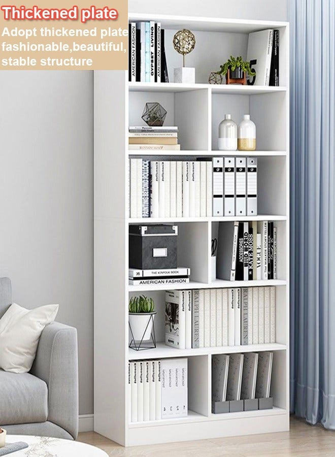 fashionhome 5 Tiers Multifunction Storage Adjustable Creative Style Book Shelves Modern Tall Bookcase Display 15mm Thick Wood Furniture Storage Rack for Bedroom Living Room and Home Office 60x24x180 cm - Image 4