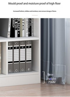 fashionhome 5 طبقات متعددة الوظائف للتخزين، أرفف كتب ذات نمط إبداعي قابلة للتعديل، خزانة كتب حديثة طويلة، عرض 15 مم، رف تخزين الأثاث الخشبي السميك لغرفة النوم وغرفة المعيشة والمكتب المنزلي، 60 × 24 × 180 سم  - Image 4