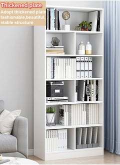 fashionhome 5 طبقات متعددة الوظائف للتخزين، أرفف كتب ذات نمط إبداعي قابلة للتعديل، خزانة كتب حديثة طويلة، عرض 15 مم، رف تخزين الأثاث الخشبي السميك لغرفة النوم وغرفة المعيشة والمكتب المنزلي، 60 × 24 × 180 سم  - Image 5