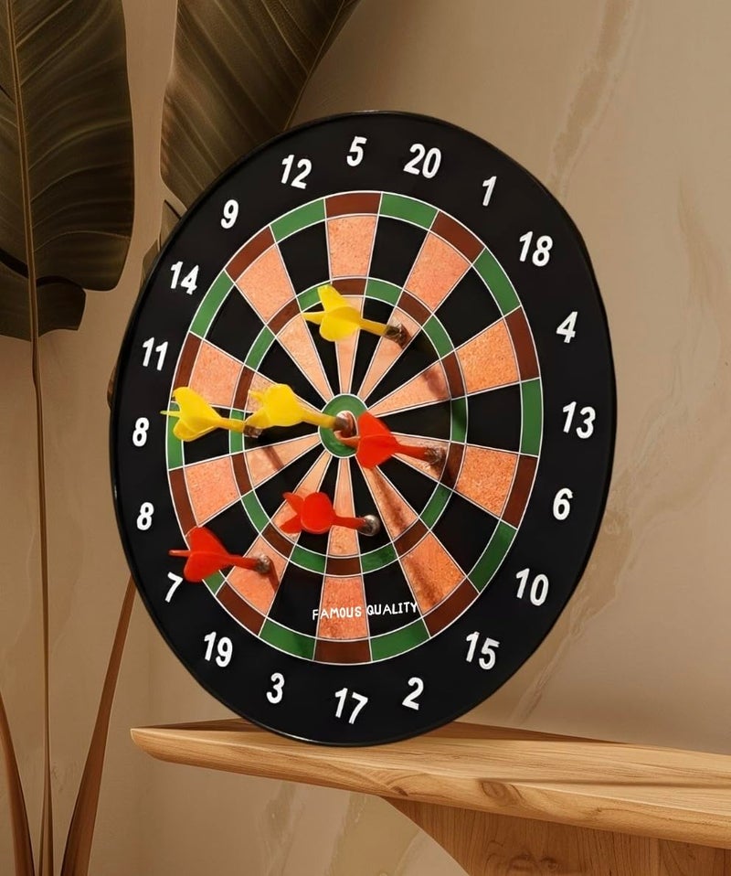 Famous Quality Indoor and Outdoor Magnetic Score Dart Board Kit with 6 Soft Darts Free -15 inch (Multi Color) - Image 1