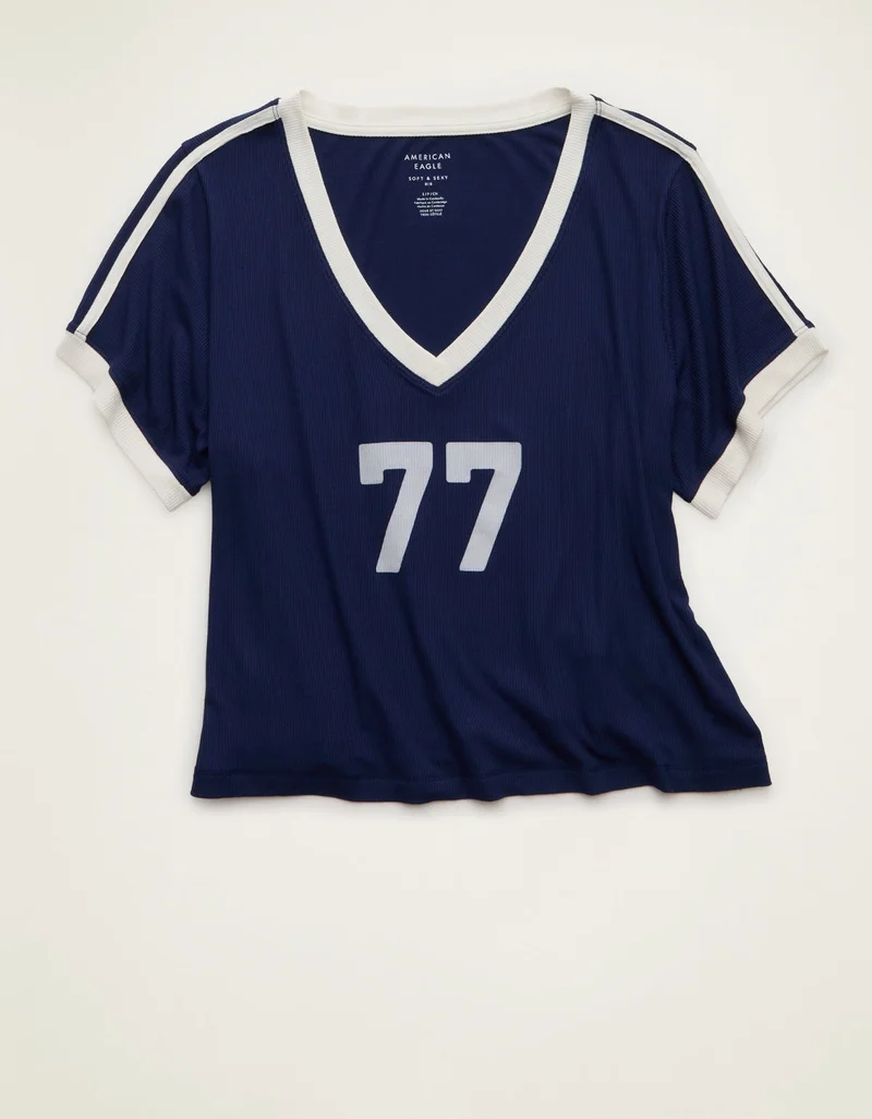 American Eagle  AE Soft & Sexy Ribbed V-Neck T-Shirt for Women | Best Price UAE